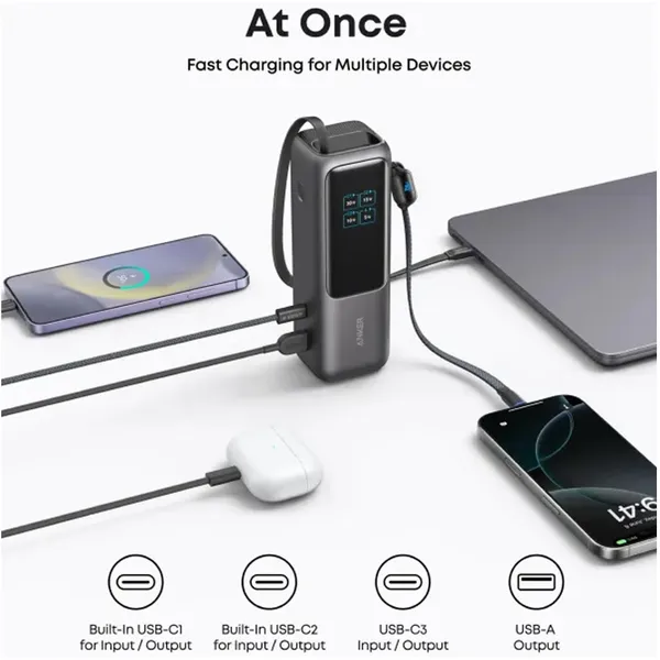 Pin dự phòng Anker 25.000mAh 165W tích hợp cáp rút gọn A1695