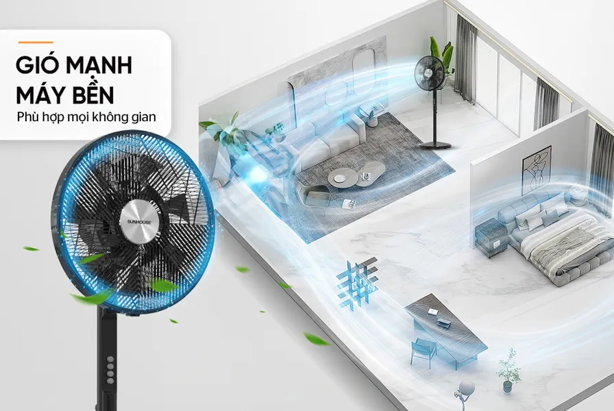 Quạt Đứng 14 Cánh Sunhouse SHD7351B 55W
