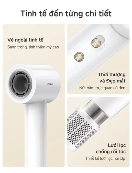 Máy Sấy Tóc Tốc Độ Cao Mova Turbo Màu Hồng