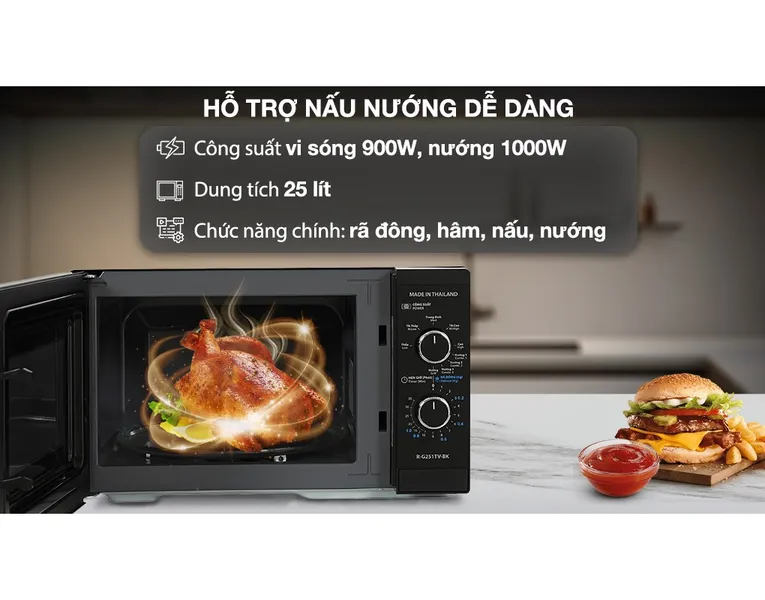 Lò Vi Sóng Có Nướng Sharp R-G251TV-BK 25 Lít - Xuất Xứ Thái Lan
