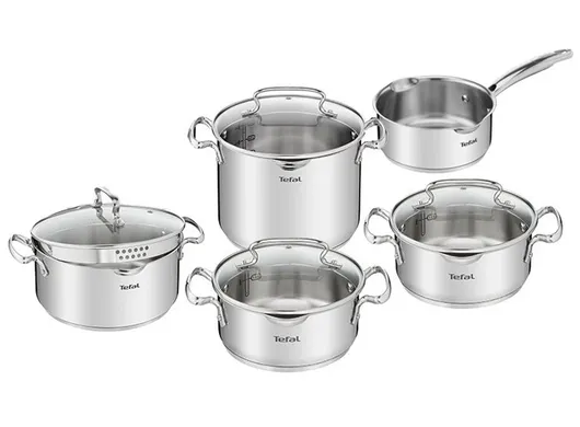 Bộ 5 Nồi Inox Cao Cấp Tefal Duetto Plus, Gồm Quánh 16cm/Nồi 18cm/Nồi 20/Nồi 22cm/Nồi 24cm