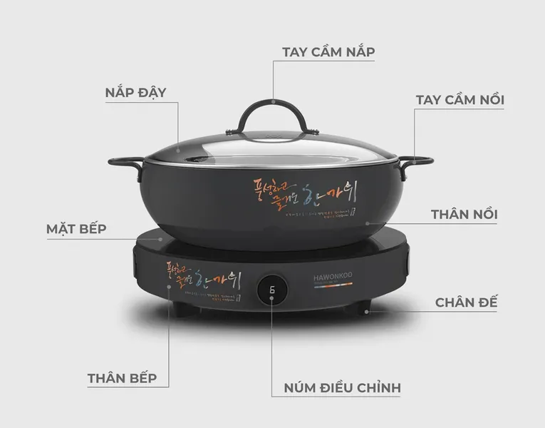 Bếp Điện Từ Đơn Hawonkoo CEH-101-I-GR (Tặng Kèm Nồi)
