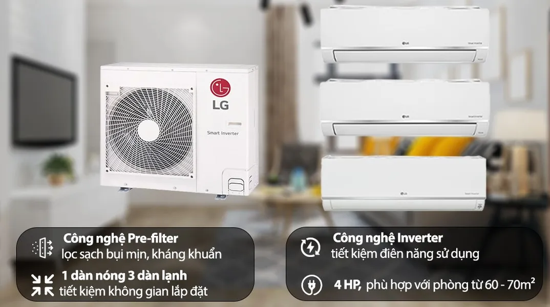 Bộ Máy Lạnh Multi LG Inverter 3 Dàn Lạnh 4 HP Z4UQ36GFA0-2