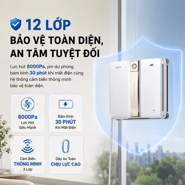 Robot Hút Bụi Lau Kính Mova N1