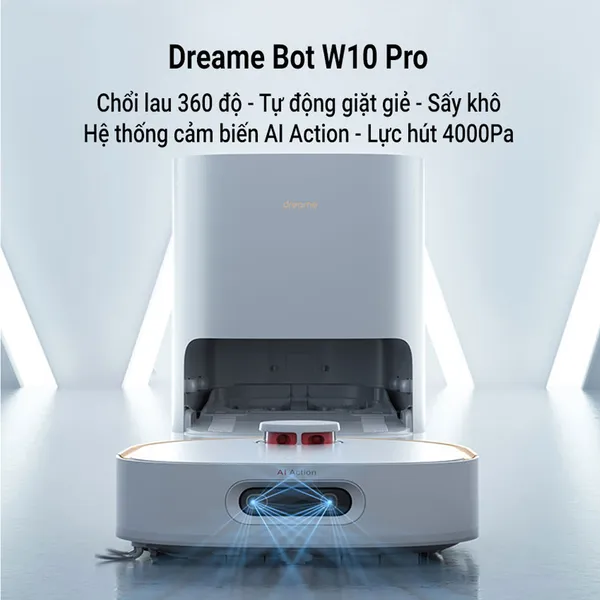 Robot Hút Bụi Lau Nhà, Tự Giặt Giẻ Lau Dreame W10 Pro