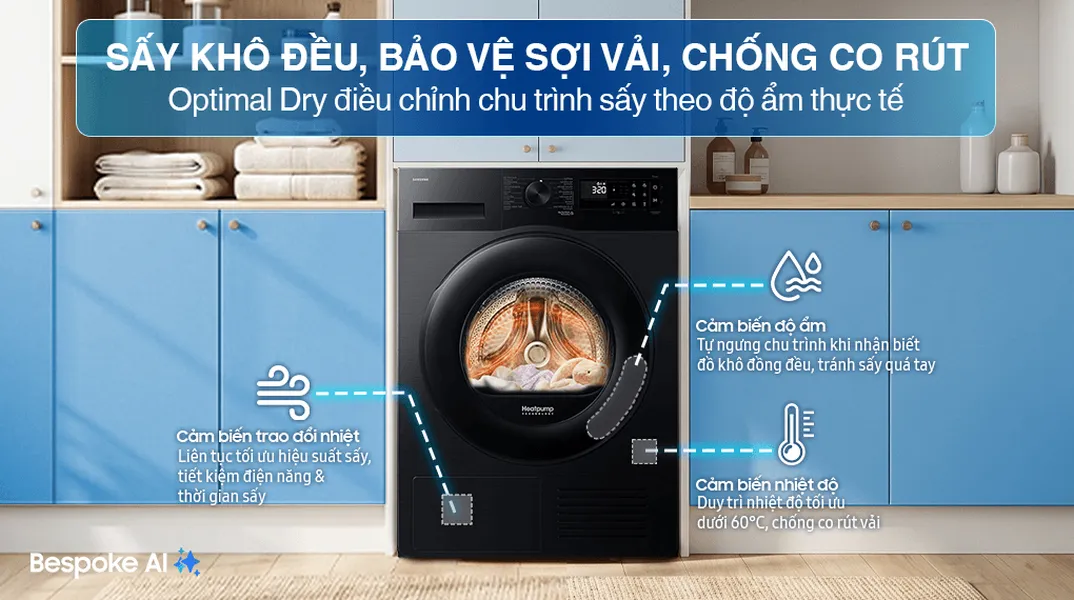Máy Sấy Bơm Nhiệt Samsung 9 Kg DV90CGC2A0ABSV