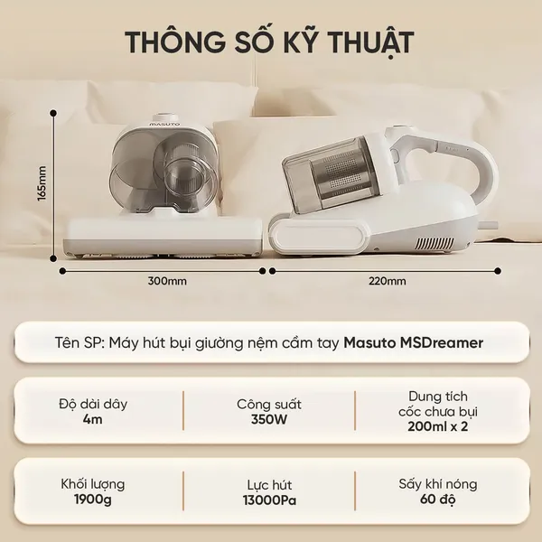 Máy Hút Bụi Giường Nệm Masuto MSDREAMER