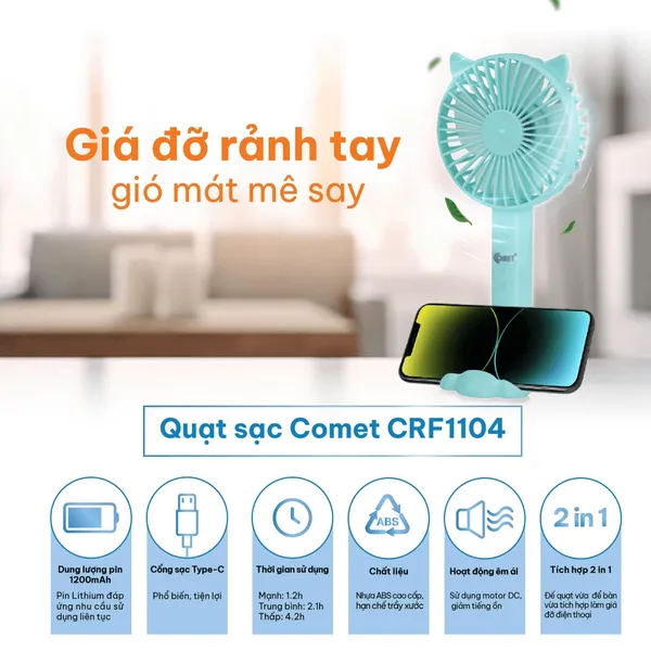 Quạt Cầm Tay Mini Comet CRF1104