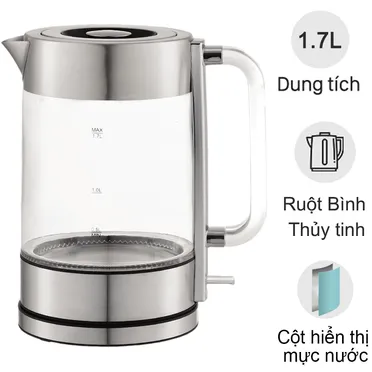 Bình Đun Siêu Tốc Thủy Tinh Simplehome HHB6706 1.7 Lít