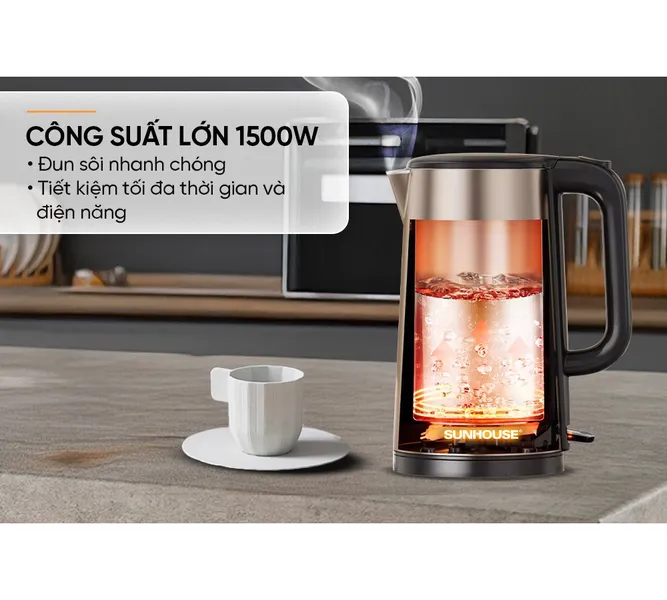 Ấm Siêu Tốc Inox 2 Lớp 2 Lít Sunhouse SHD1396