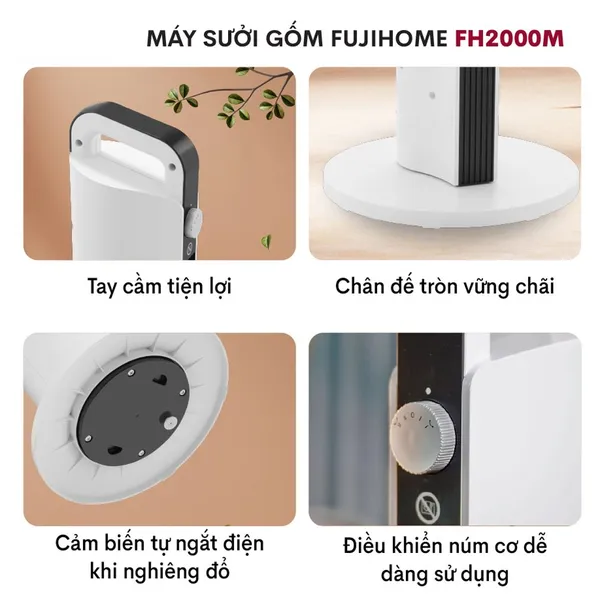 Quạt Sưởi Gốm Ceramic Để Sàn Fujihome FH2000M