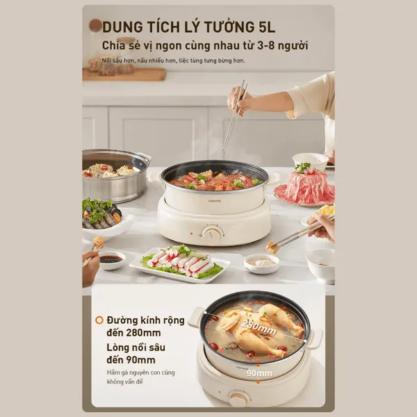 Nồi Lẩu Đa Năng 3 Trong 1 Joyoung JHP-525 5 Lít