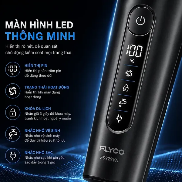 Máy Cạo Râu Điện Flyco FS929VN Màu Đen