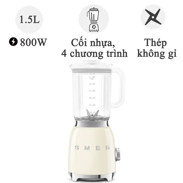 Máy Xay Sinh Tố Smeg BLF03CREU Màu Kem