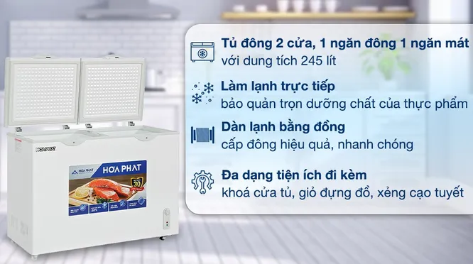 Tủ Đông Mát Hòa Phát 245 Lít HPF BD6245 0