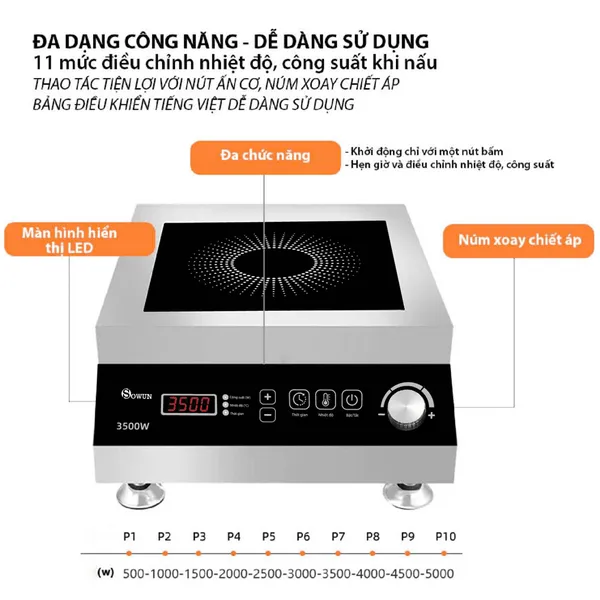 Bếp Từ Đơn Công Nghiệp Sowun SW 1235 3500W