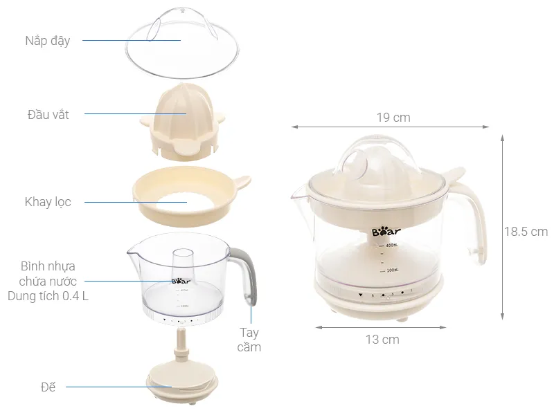 Máy Ép Cam Tự Động Bear CZJ-A04B1 - Hàng Quốc Tế - Bản Tiếng Anh