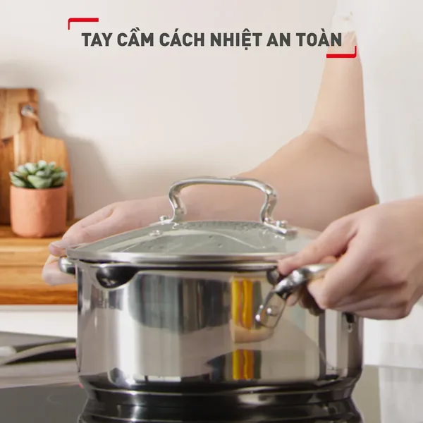 Bộ 5 Nồi Inox Cao Cấp Tefal Duetto Plus, Gồm Quánh 16cm/Nồi 18cm/Nồi 20/Nồi 22cm/Nồi 24cm