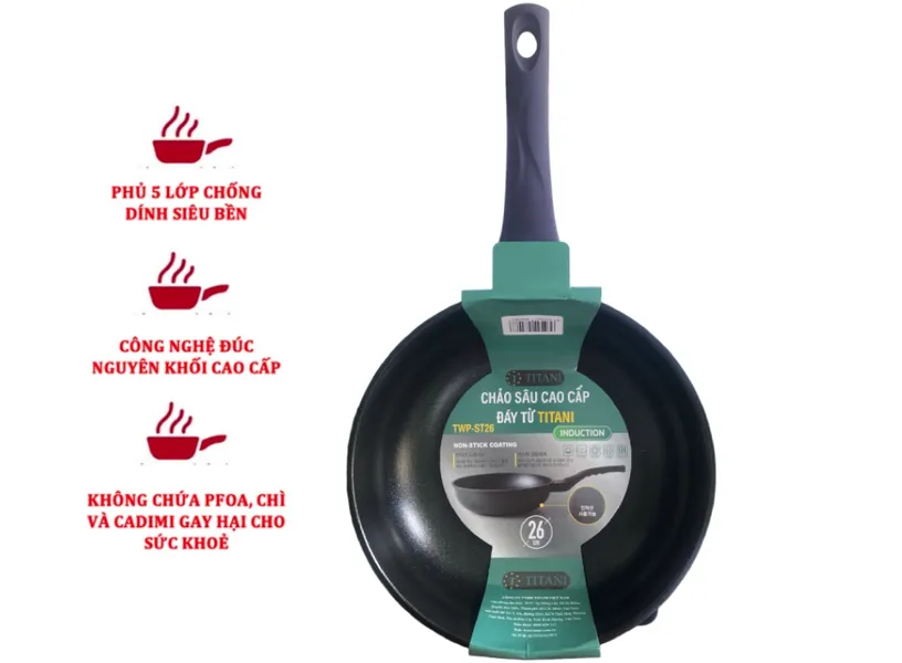 Chảo Sâu Cao Cấp Đáy Từ Titani TWP-ST26