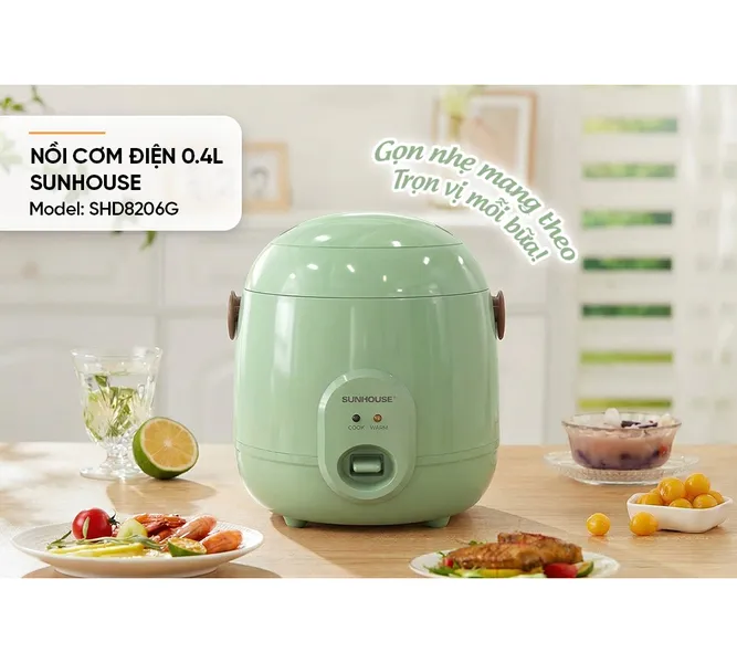 Nồi Cơm Điện 0.4 Lít Sunhouse SHD8206G