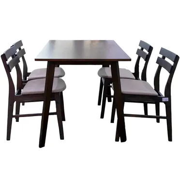 Bộ Bàn ăn Fiesta WM1781A-DT5 Nâu + 4 Ghế ăn Delvin WM1968-DC Xám