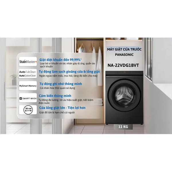 Máy Giặt Panasonic Inverter 11 Kg NA-22VDG1BVT