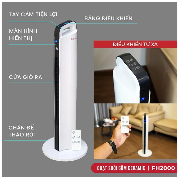 Quạt Sưởi Gốm Ceramic Để Sàn Fujihome FH2000