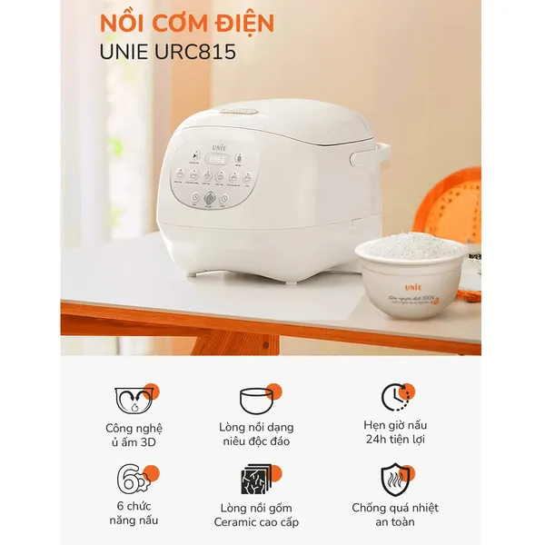 Nồi Cơm Điện Tử Unie URC815 1.5 Lít