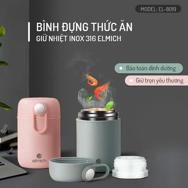 Bình Đựng Thức Ăn Giữ Nhiệt Inox 316 Elmich EL8019