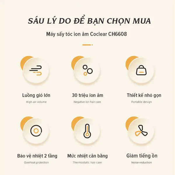 Máy Sấy Tóc Coclear CH6608 1800W