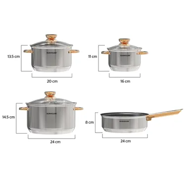 Bộ Nồi Chảo Inox 5 Đáy Sunhouse SHG789 5