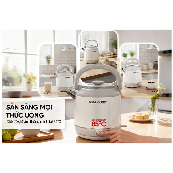 Ấm Siêu Tốc Inox Giữ Nhiệt 2.5 Lít Sunhouse SHD1392