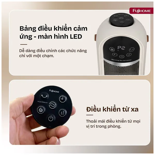 Quạt Sưởi Gốm Điều Khiển Bằng Giọng Nói Fujihome FH202