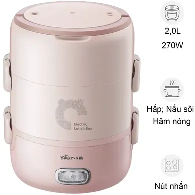 Hộp Cơm Điện Cầm Tay Bear DFH-B20S6 2 Lít - Hàng Quốc Tế - Bản Tiếng Anh