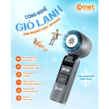 Quạt Sạc Cầm Tay Có Sò Lạnh Comet CRF1302 10W 2