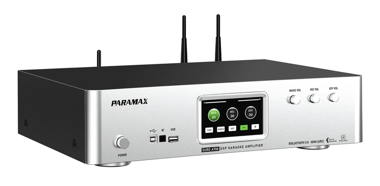 Amply Karaoke Tích Hợp Vang Số Và Micro Không Dây Paramax EURO A700 (Silver)