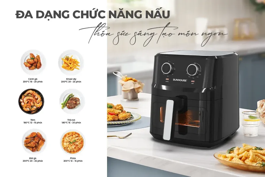 Nồi Chiên Không Dầu Sunhouse SHD4030 6.5 Lít