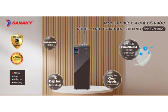 Máy Lọc Nước Sanaky Nóng Lạnh Hydrogen Khoáng 12 Lõi SNK-TV3HK020 Làm Lạnh Bằng Block 5
