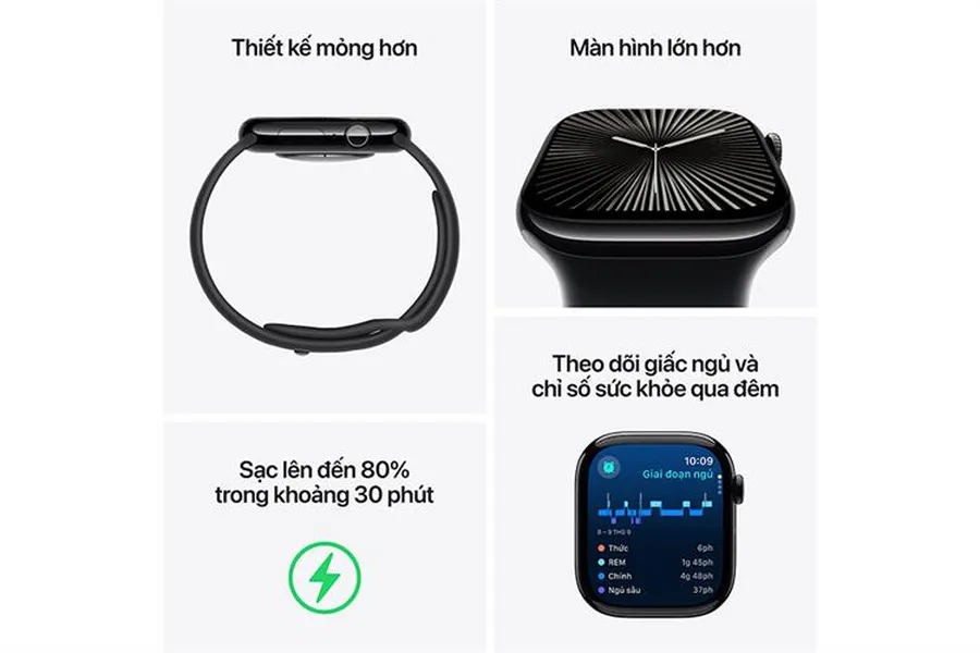 Apple Watch Series 10 46mm (GPS) Viền Nhôm Dây Cao Su Size S/M