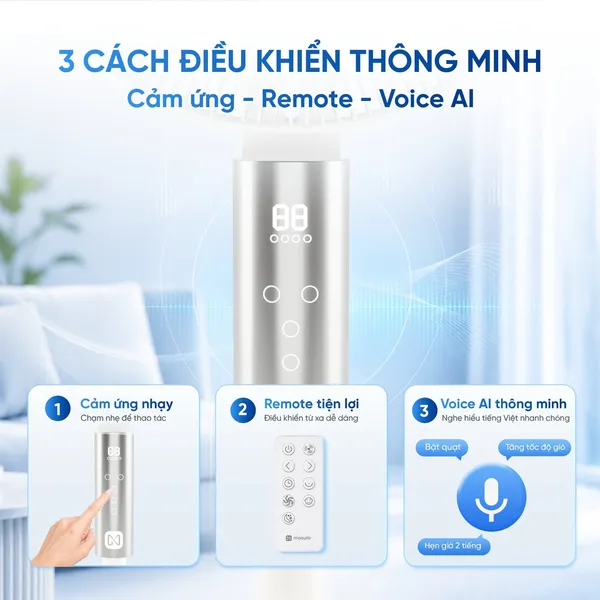 Quạt Đứng Điều Khiển Bằng Giọng Nói Masuto MSAirPro