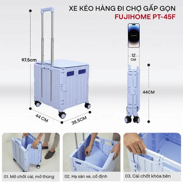 Xe Kéo Hàng Đi Chợ Rút Gọn Fujihome PT-45F