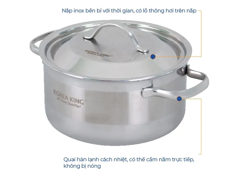Nồi Inox 5 Lớp Đáy Liền Korea King KP-18S5PLY 2 Lít