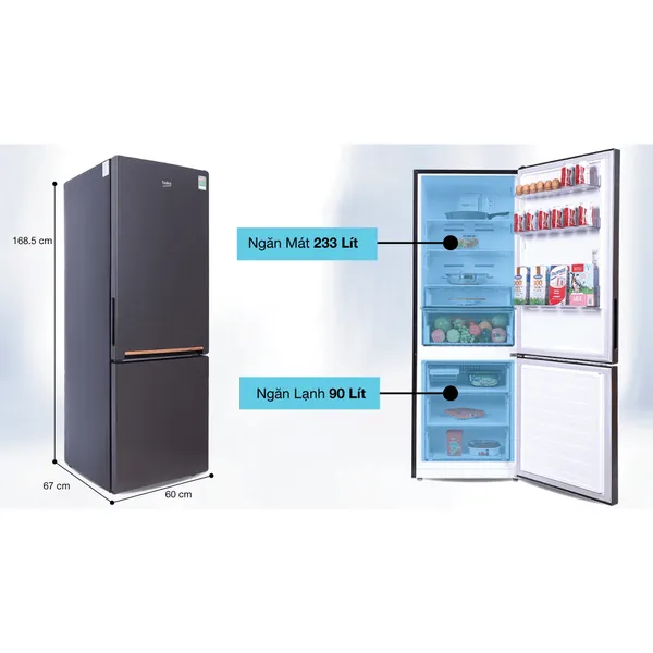 Tủ Lạnh Beko Inverter 323 Lít RCNT340I50VZK