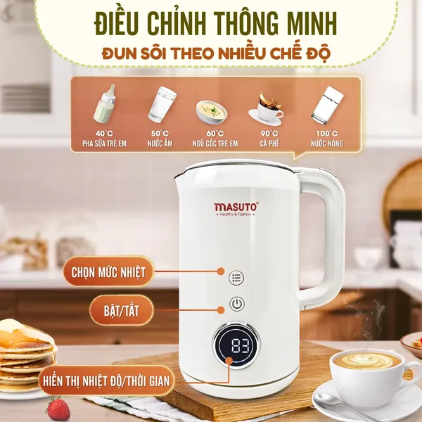 Ấm Đun Siêu Tốc 2 Lớp Masuto MSNAMI 1.7 Lít