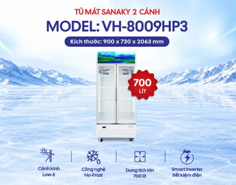 Tủ Mát Sanaky Inverter 700 Lít VH-8009HP3 0