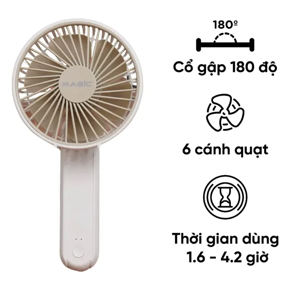 Quạt Cầm Tay Mini Magic A-011 Màu Trắng