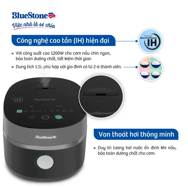 Nồi Cơm Điện Tử Cao Tần Bluestone RCB-5991 1.5 Lít