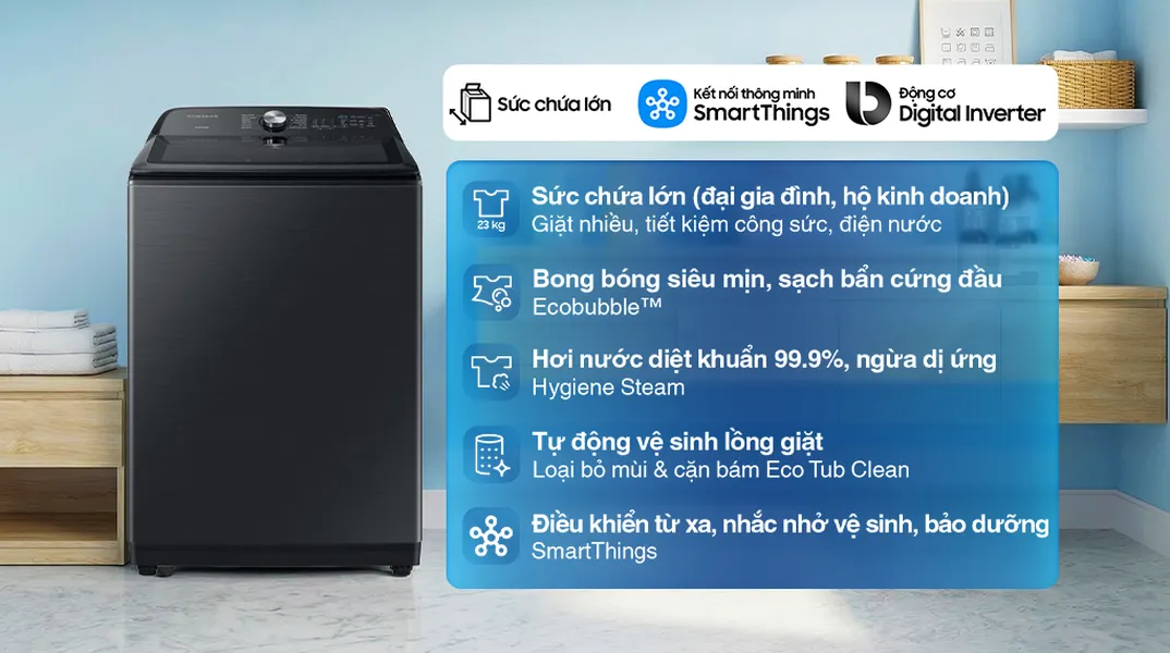 Máy Giặt Samsung Ecobubble Inverter 17 Kg WA17CG6442BDSV