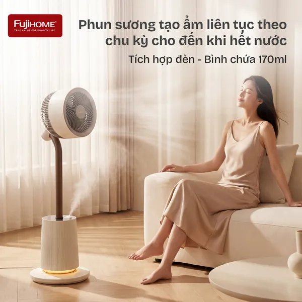 Quạt Tuần Hoàn Thông Minh, Ra Lệnh Giọng Nói Fujihome Luxury CFR01PRO-VOICE (Màu trắng)