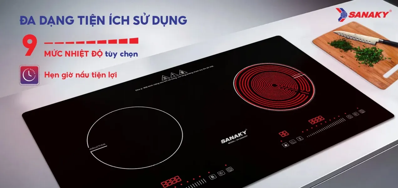 Bếp Đôi Điện Từ Và Hồng Ngoại Sanaky VH-2500HGT